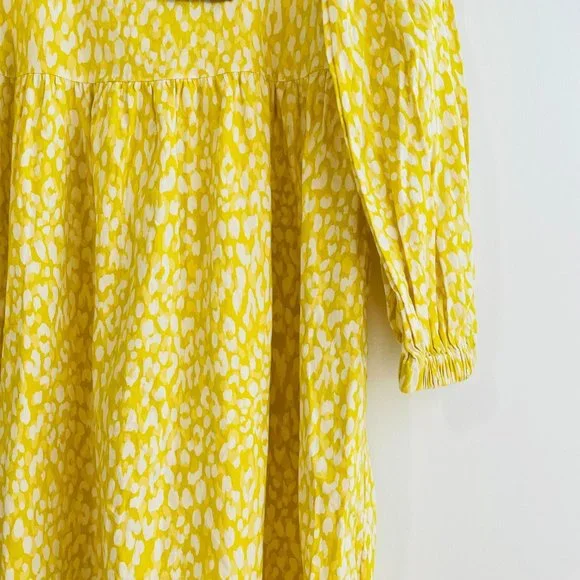 Who What Wear Women's Dress Medium Maxi Long Sleeve Yellow Leopard Print New - Picture 5 of 10